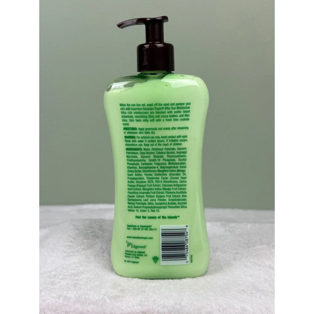 Hawaiian Tropic After Sun Moisturizer Lime Coolada Aloe Vera 16oz Pump Bottle